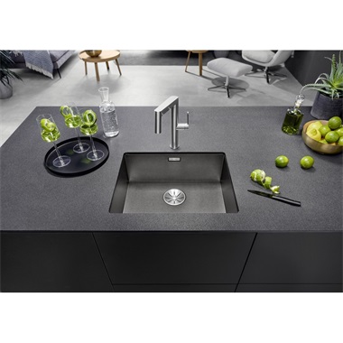Blanco Zerox 500-U Dark Steel mosogatótálca 54x44x18,4 cm, rozsdamentes acél, excenter nélkül