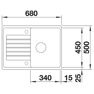Blanco Zia 45 S Compact Silgranit mosogatótálca 68x50x20,2 cm fehér, excenter nélkül