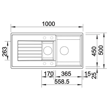 Blanco Zia 6 S silgranit mosogatótálca 100x50x20,2 cm, törtfehér, excenter nélkül