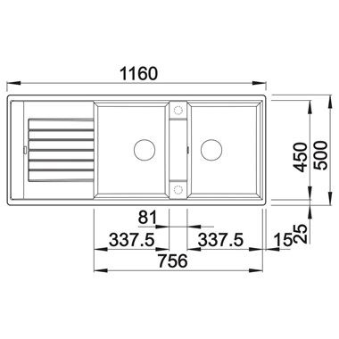 Blanco Zia 8 S silgranit mosogatótálca 116x50 × 20,2 cm, fehér, excenter nélkül