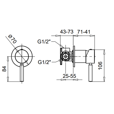 Bugnatese Kobuk falsík alatti zuhanycsaptelep, króm