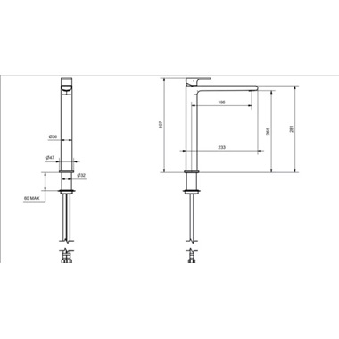 Bugnatese Simple magasított mosdócsaptelep click-clack leeresztővel, matt fekete