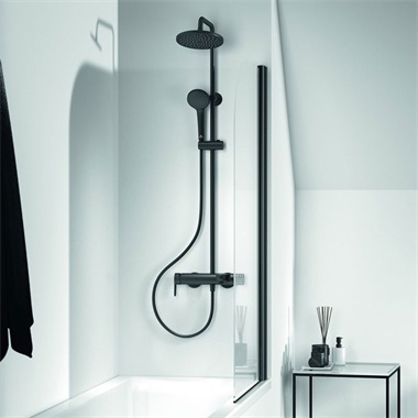 Ideal Standard Cerafine O egykaros zuhanyrendszer kádtöltővel rövid felszállócsővel, silk black (fekete)