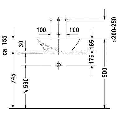 Duravit Bacino ráültethető mosdó 55x42 cm, szögletes