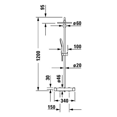 Duravit C.1 termosztátos zuhanyrendszer, króm 