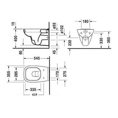 Duravit D-Code fali wc szett (wc mély öblítésű + lecsapódásgátlós ülőke)