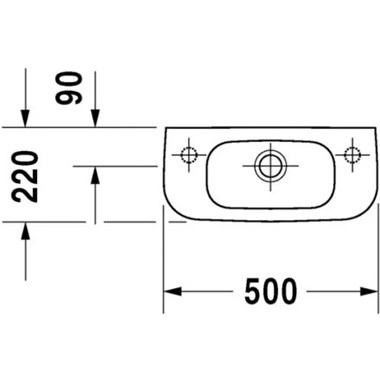Duravit D-Code kézmosó  50x22 cm, jobbos, fehér