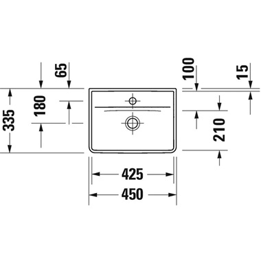 Duravit D-Neo kézmosó 45x33,5 cm, túlfolyó nélkül