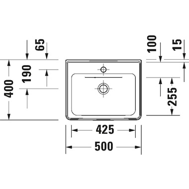 Duravit D-Neo Beépíthető kézmosó 50x40 cm,1 csaplyukkal
