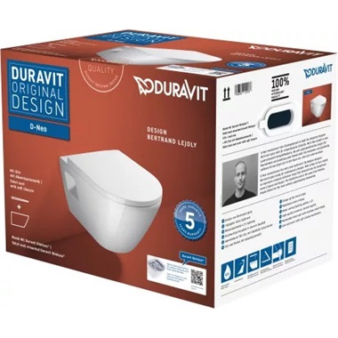 Duravit D-Neo Rimless fali WC csésze szett, fehér 