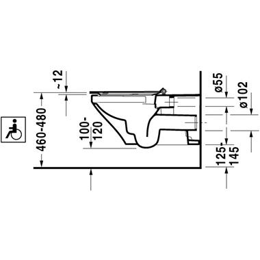 Duravit DuraStyle mozgáskorlátozott öblítőperem nélküli fali WC