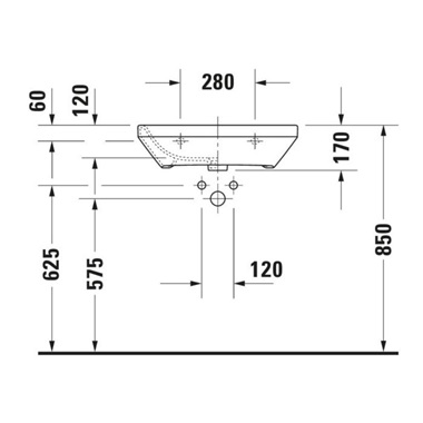 Duravit Durastyle mosdótál 60x44 cm, szögletes, fehér