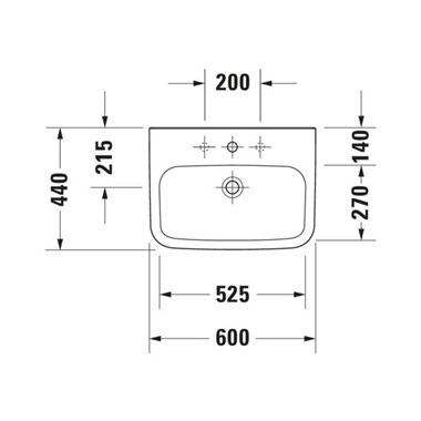 Duravit Durastyle mosdótál 60x44 cm, szögletes, fehér