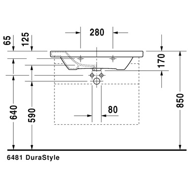 Duravit Durastyle mosdó alépíthető mosdó 80 cm, 1 csaplyukkal
