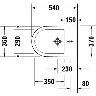 Duravit D-Neo bidé fali Durafix rejtett rögzítéssel 37x54 cm