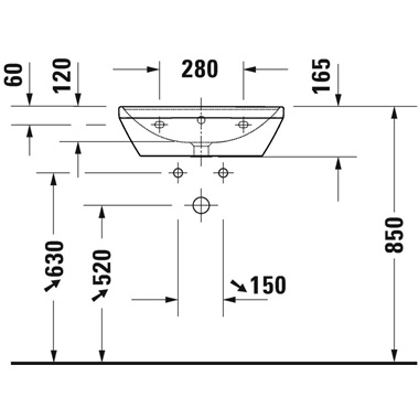 Duravit D-Neo mosdó 55x44 cm, 1 csaplyukkal