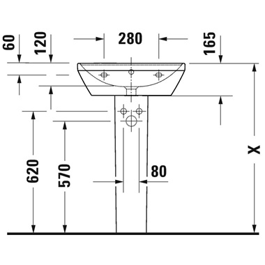 Duravit D-Neo mosdó 55x44 cm, 1 csaplyukkal