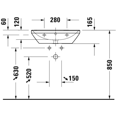 Duravit D-Neo mosdó 60 cm, 1 csaplyukkal, fehér