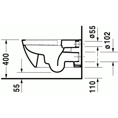 Duravit Happy D.2 fali WC 36,5x62 cm, rimfree, magasfényű fehér