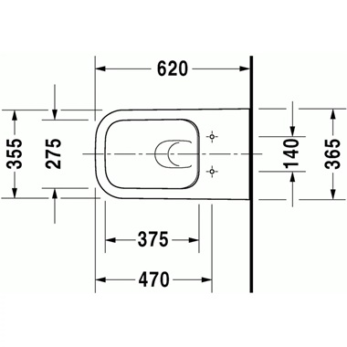 Duravit Happy D.2 fali WC 36,5x62 cm, rimfree, magasfényű fehér