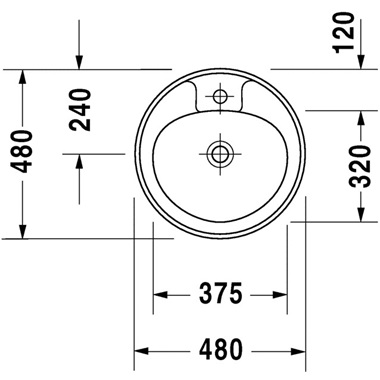 Duravit Manua  beépíthető mosdó 48 cm