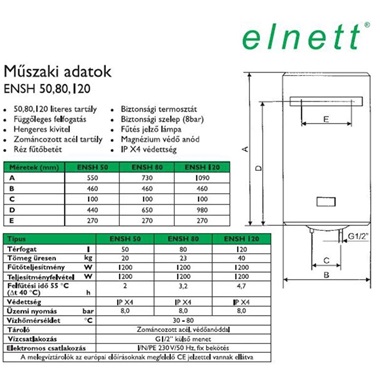 Elnett Eco elektromos vízmelegítő 80 l