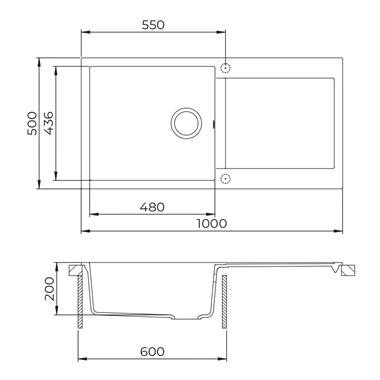 Evido Cubo XL 6S gránit mosogatótálca 100x50 cm, antracit