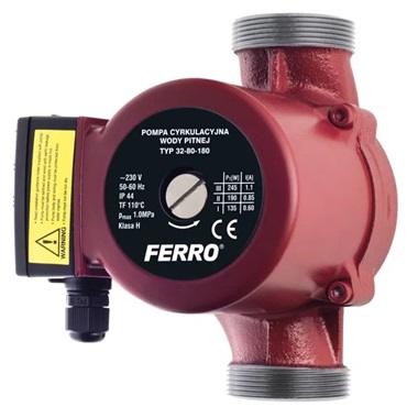 Ferro 32-80 180 ivóvizes keringetőszivattyú SG17 csatlakozó szettel
