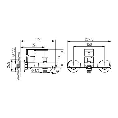 Ferro Alba VerdeLine kádcsaptelep, króm