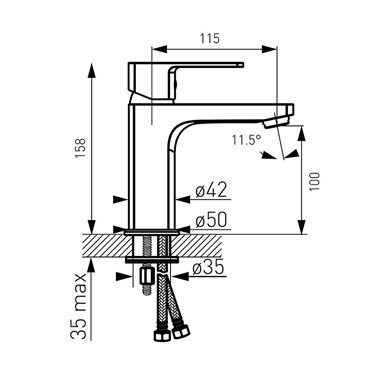 Ferro Alba VerdeLine mosdócsaptelep Click-Clack leeresztővel