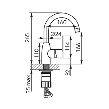 Ferro Algeo egykaros mosdó csaptelep elforgatható kifolyóval, króm