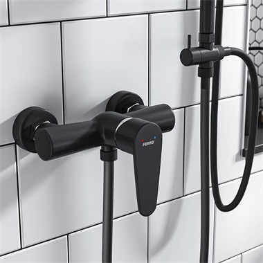 Ferro Algeo Black  fali zuhany csaptelep, fekete,  króm