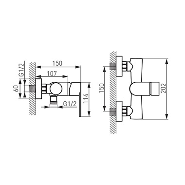 Ferro Algeo Black  fali zuhany csaptelep, fekete,  króm