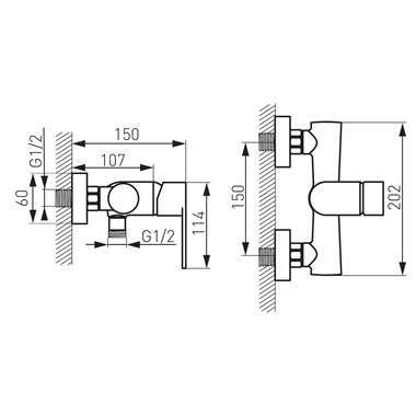 Ferro Algeo Black  fali zuhanycsaptelep, fekete,  króm