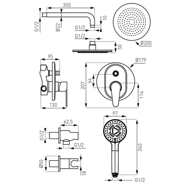 Ferro Algeo falon belüli zuhanyszett, króm