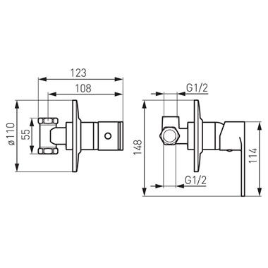 Ferro Algeo falba építhető zuhanycsaptelep, króm 1 funkciós 