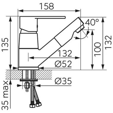 Ferro Algeo keverő csaptelep kihúzható zuhanyfejjel, króm