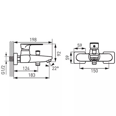 Ferro Algeo Square egykaros kád csaptelep, fekete 