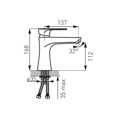 Ferro Algeo Square Black egykaros mosdó csaptelep fekete