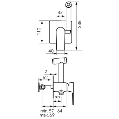 Ferro Ageo Square higiéniai zuhanyszett króm