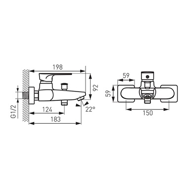 Ferro Algeo Square egykaros kádcsaptelep, króm