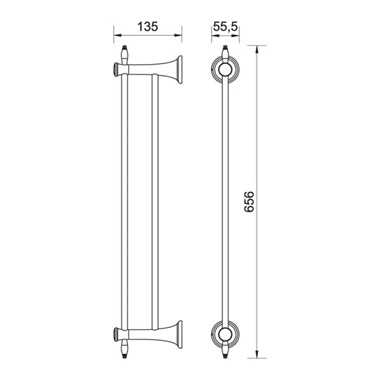 Ferro Antica dupla törölközőtartó 60 cm, antik bronz