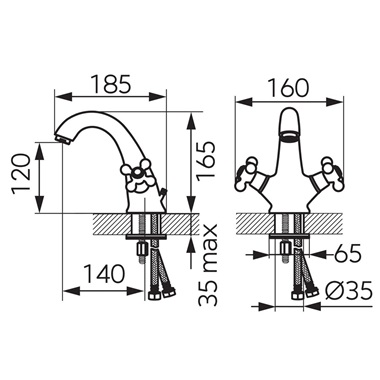 Ferro Antica mosdócsaptelep, bronz