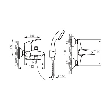 FERRO BASIC KÁDCSAPTELEP FALITARTÓS ZUHANYSZETTEL KRÓM