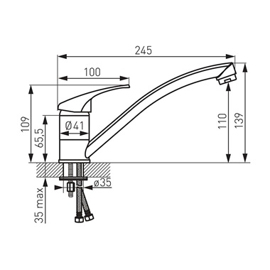 Ferro Basic álló mosogatócsaptelep króm