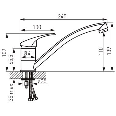 Ferro Basic álló mosogatócsaptelep króm