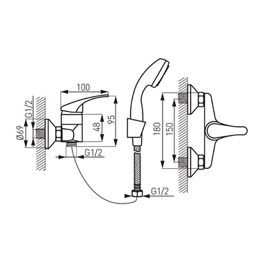 Ferro Basic zuhany csaptelep zuhanyszettel, króm