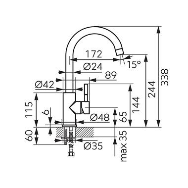 Ferro Camira Inox konyhai csaptelep, rozsdamentes acél