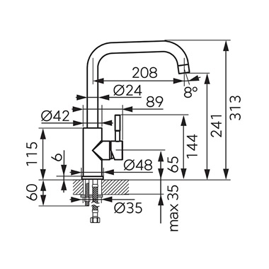 Ferro Camiro Inox konyhai csaptelep, rozsdamentes acél