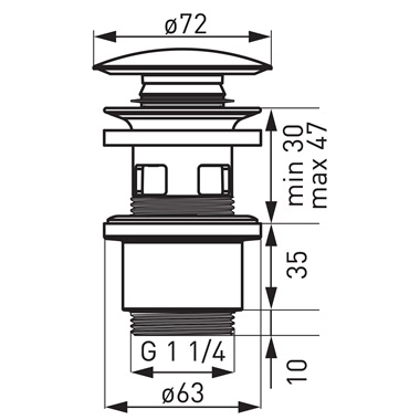 Ferro lefolyószelep 5/4" fekete